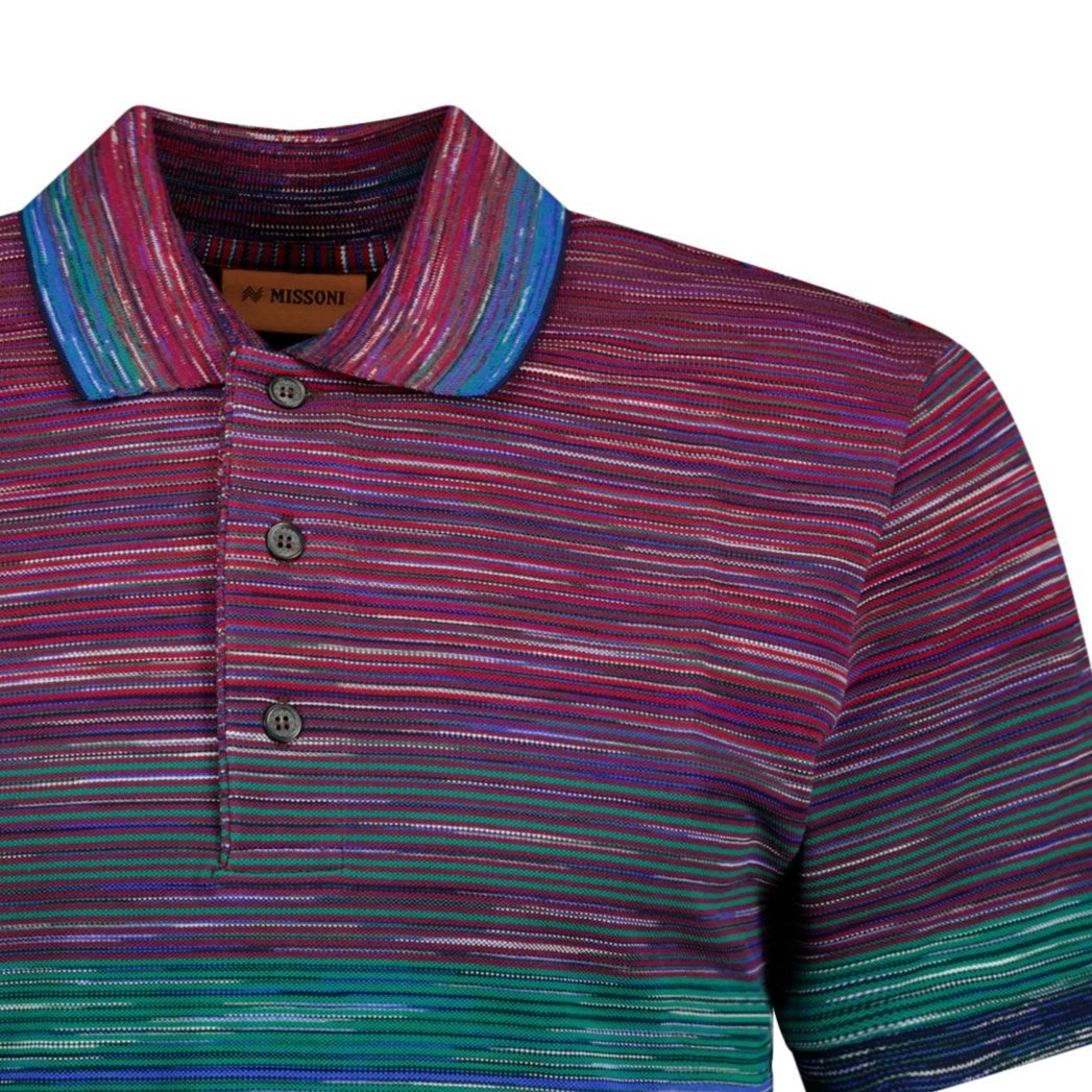 Missoni 3 Button Up Short Sleeve Polo Shirt Multi-Coloured - Boinclo ltd