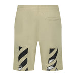 OFF-WHITE Caravaggio Diag Cotton Sweat Shorts Sand - Boinclo ltd