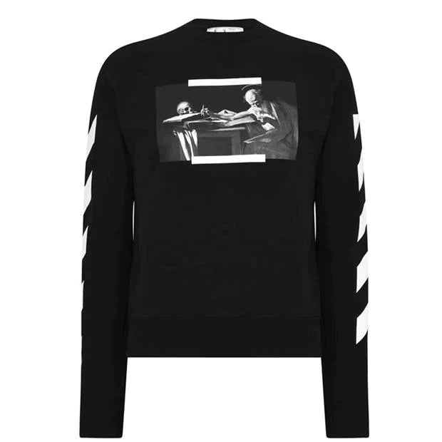 OFF-WHITE White Print Caravaggio Sweatshirt Black - Boinclo ltd