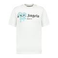 Palm Angels Light Blue Sprayed Heart T-Shirt White - Boinclo ltd