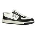Prada Leather Triangle Logo Black & White Trainers - Boinclo ltd
