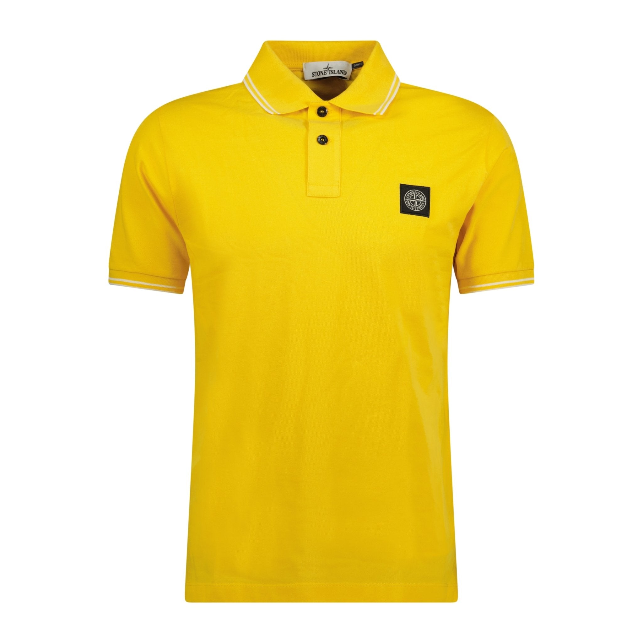 Stone Island Cotton Logo Polo T-Shirt Twin Tip Yellow - Boinclo ltd