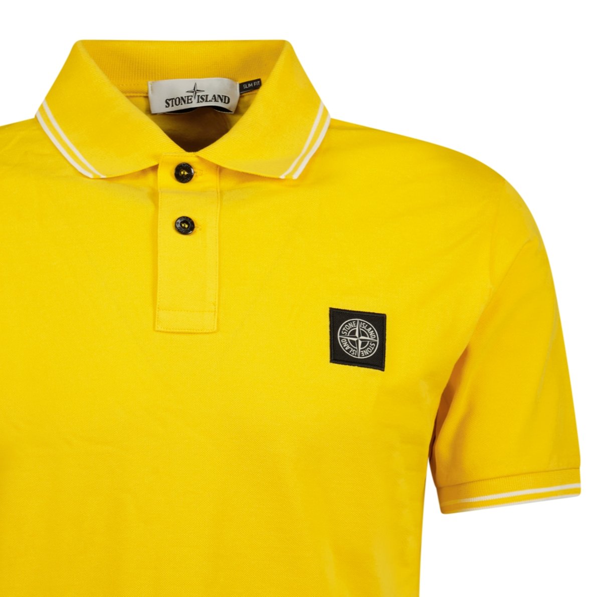 Stone Island Cotton Logo Polo T-Shirt Twin Tip Yellow - Boinclo ltd