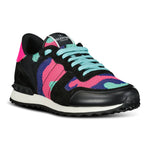 Valentino Camo Mesh Rockrunner Trainers Sky Blue & Pink - Boinclo ltd