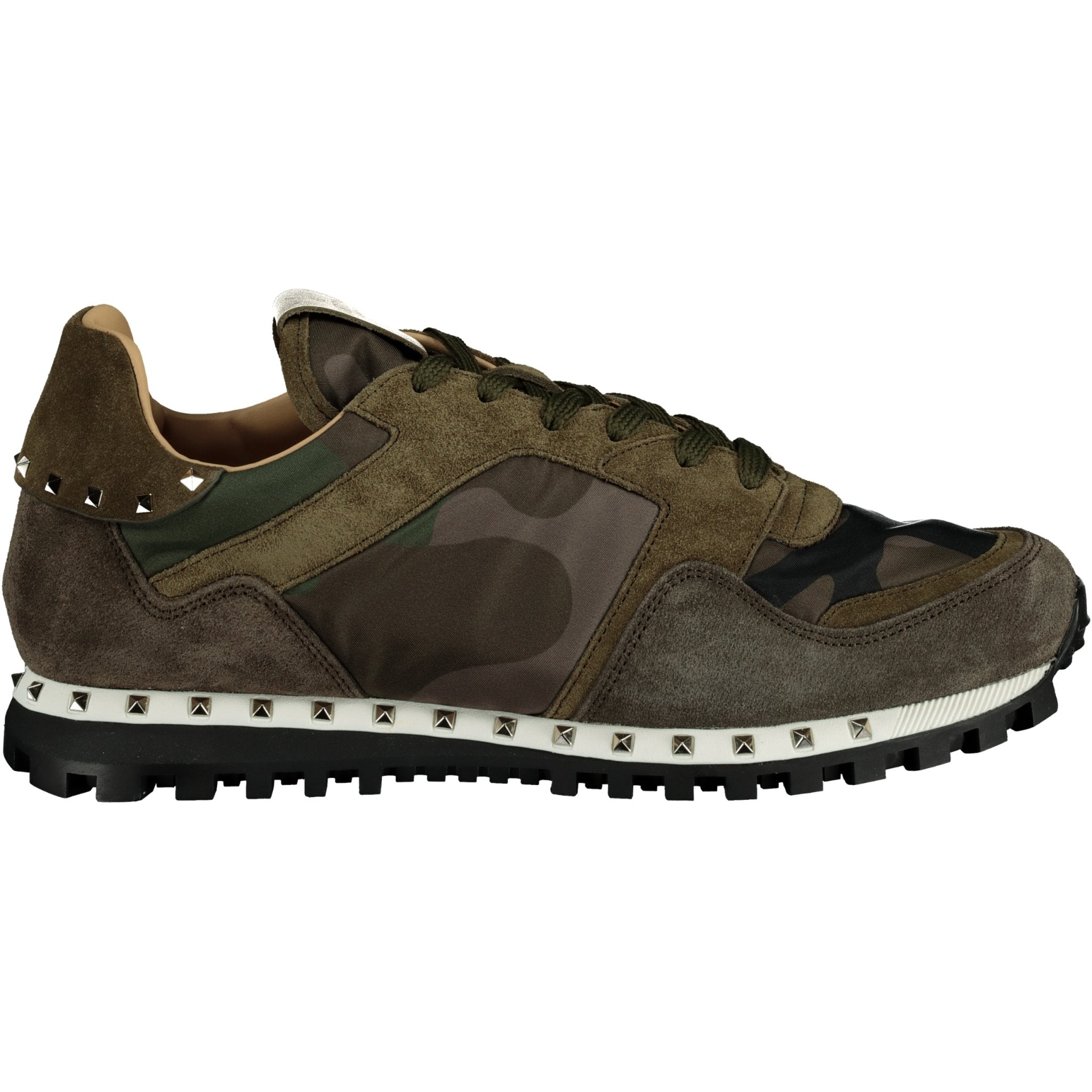 Valentino Camo Rockstud Trainers Khaki & Black - Boinclo ltd
